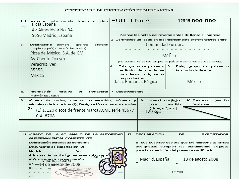 certificado de origen mexico españa